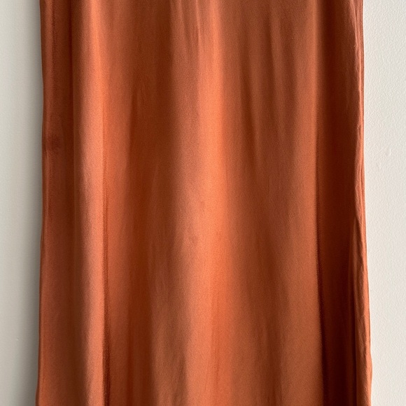 Socialite Terracotta/Pumpkin Orange Silky Bias Cut Midi Slit Skirt, Size XL - Picture 14 of 16